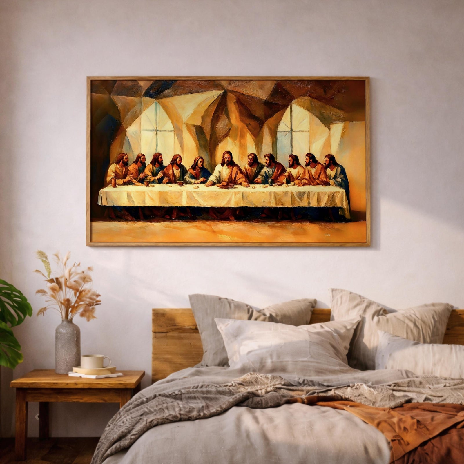 Last Supper Oil Painting Print: Biblical Christian Wall Art (Digital / Print / Canvas / Framed)
