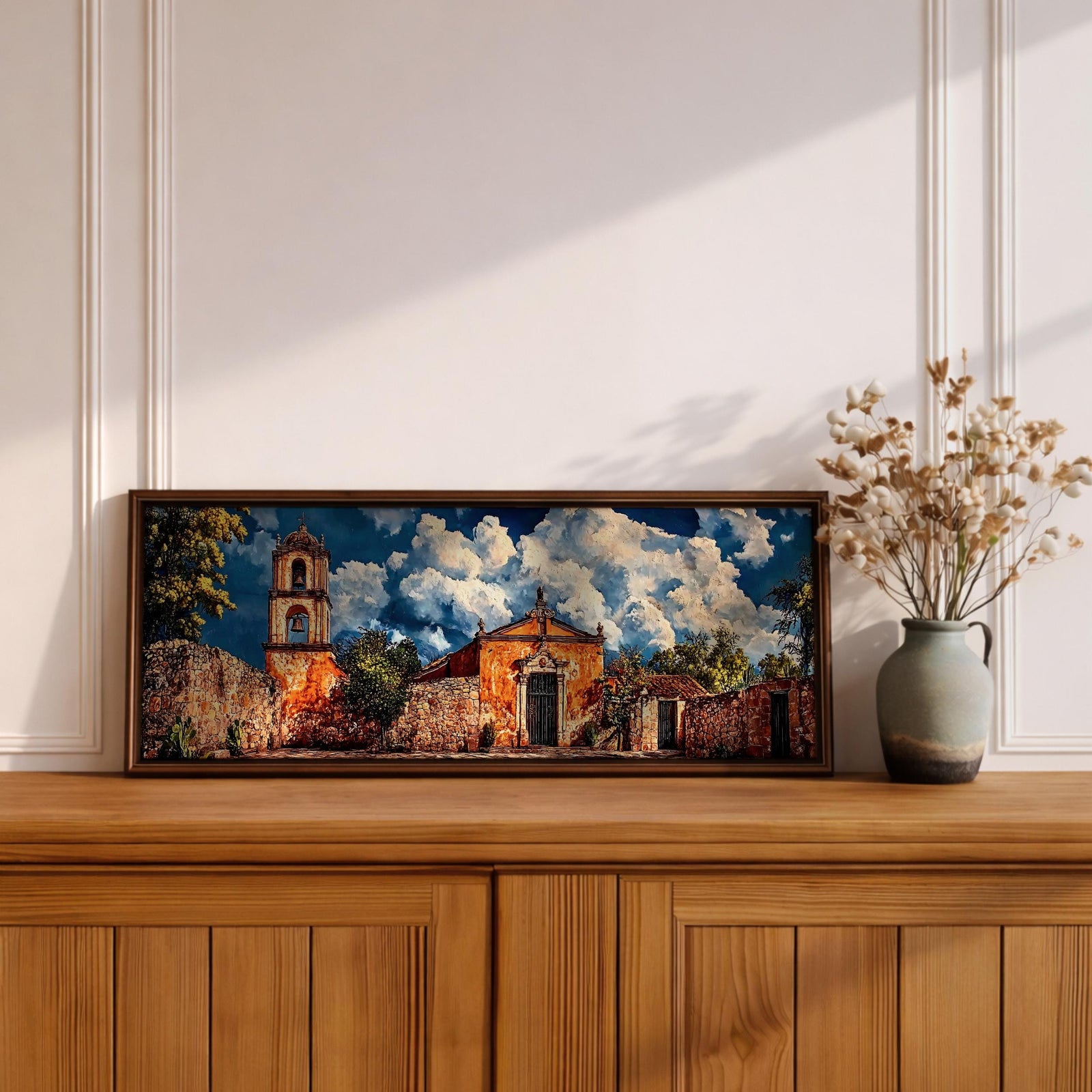 Rustic Church Wall Art Print: Catholic Chapel Landscape Decor (Digital / Canvas / Framed)