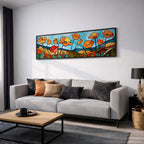 Poppy Field Stained Glass Wall Art Print: Bright Floral Landscape (Digital / Canvas / Framed)