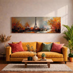 Eiffel Tower Autumn Wall Art Print: Paris Cityscape Painting (Digital / Canvas / Framed)