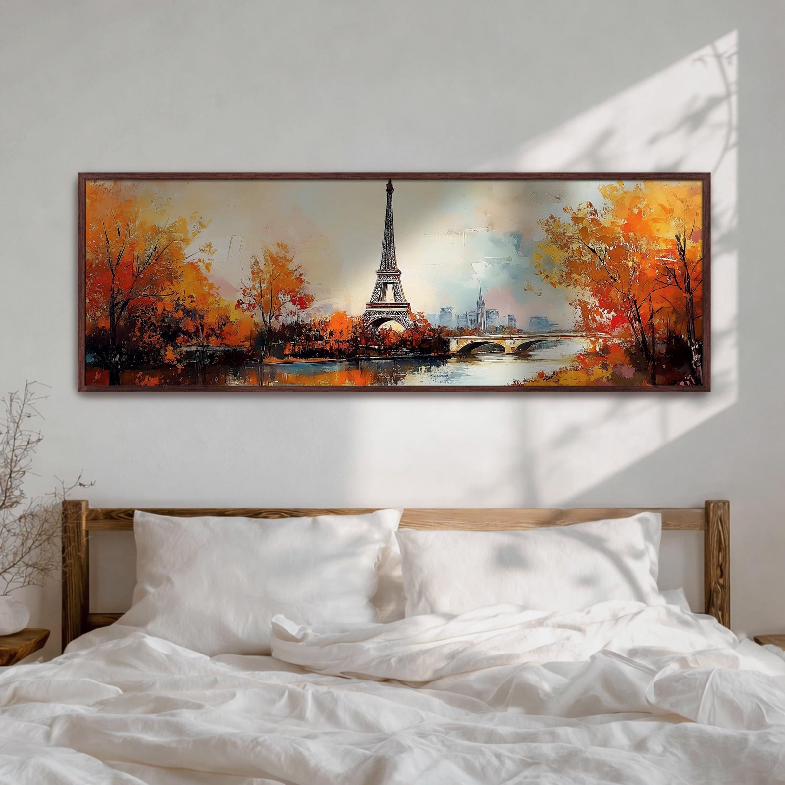Eiffel Tower Autumn Wall Art Print: Paris Cityscape Painting (Digital / Canvas / Framed)