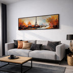 Eiffel Tower Autumn Wall Art Print: Paris Cityscape Painting (Digital / Canvas / Framed)