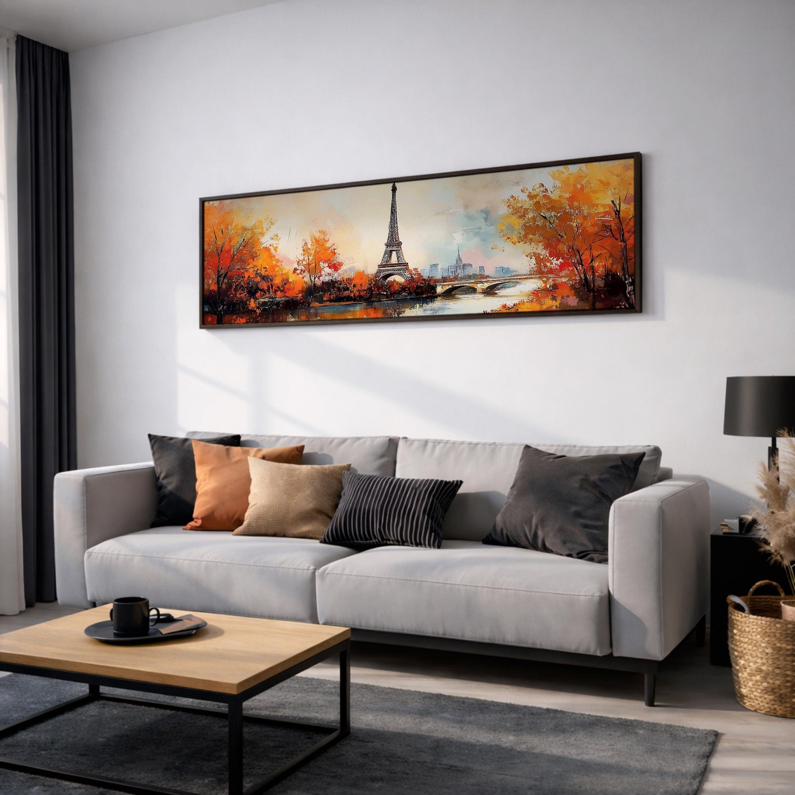 Eiffel Tower Autumn Wall Art Print: Paris Cityscape Painting (Digital / Canvas / Framed)