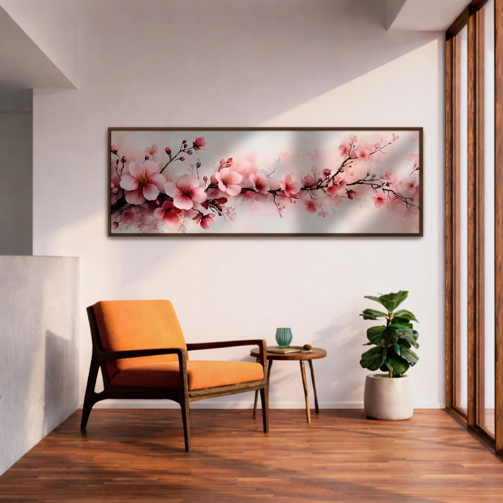 Japanese Cherry Blossom Panoramic Print: Sakura Floral Wall Art (Digital / Canvas / Framed)