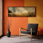 Wildflower Meadow Landscape Painting: Rustic Farmhouse Wall Art (Digital / Canvas / Framed)