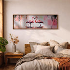 Pink Flamingo Wall Art Print: Tropical Birds Panoramic Decor (Digital / Canvas / Framed)
