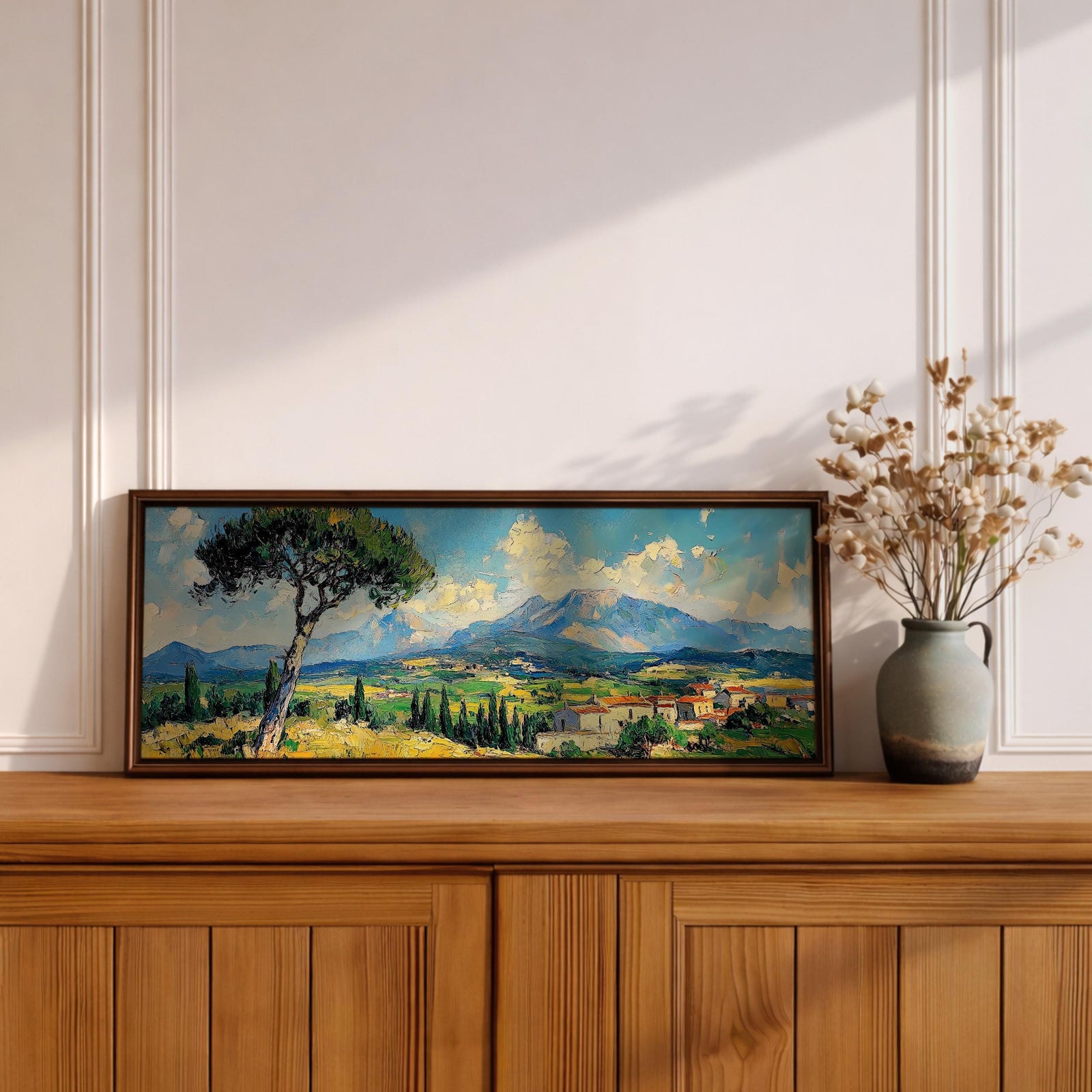 Tuscan Landscape Wall Art Print: Italian Countryside Panoramic Decor (Digital / Canvas / Framed)