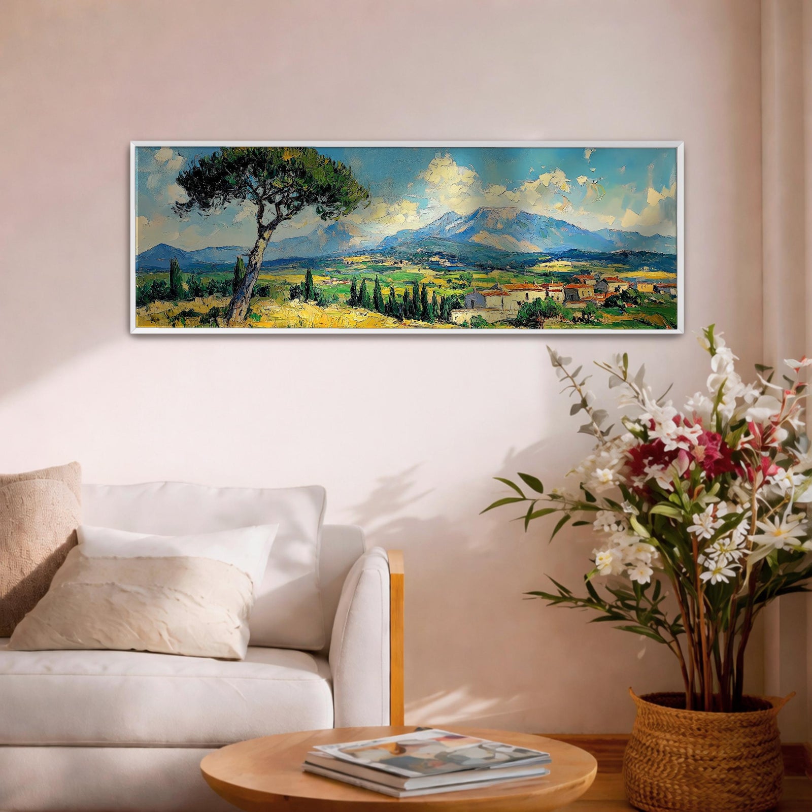 Tuscan Landscape Wall Art Print: Italian Countryside Panoramic Decor (Digital / Canvas / Framed)