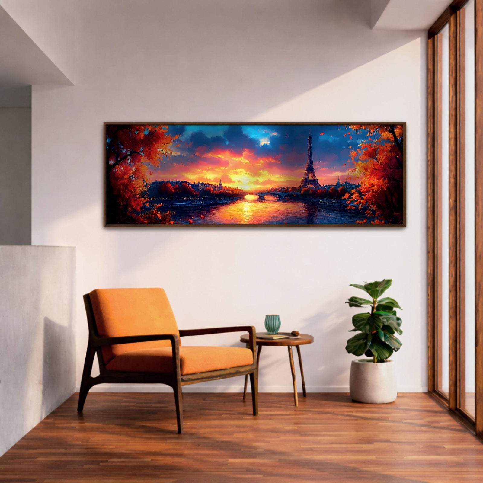 Eiffel Tower Sunset Wall Art Print: Romantic Paris Cityscape (Digital / Canvas / Framed)