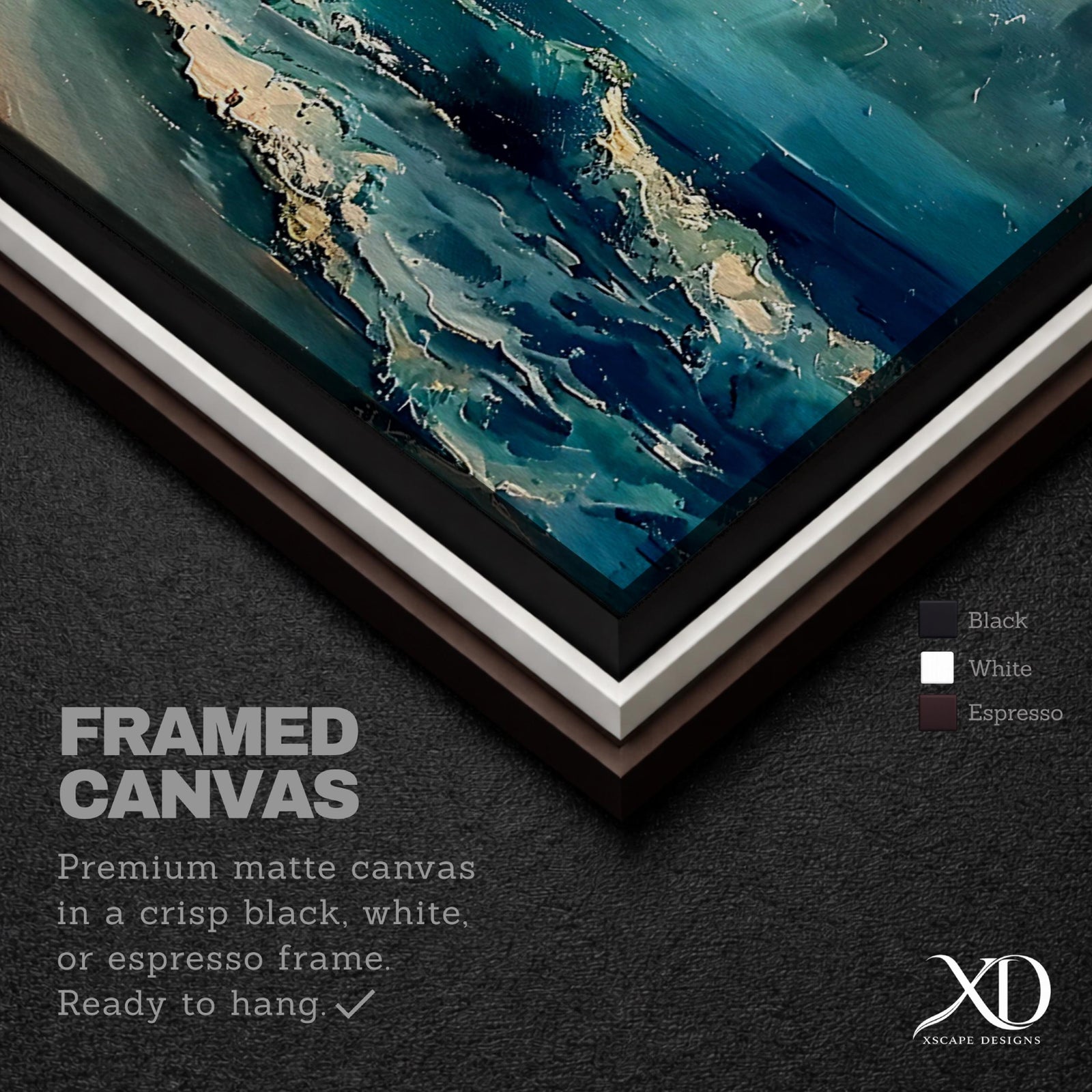 Moonlit Ocean Wall Art Print: Moody Coastal Seascape Painting (Digital / Canvas / Framed)