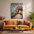 Mediterranean Patio Wall Art: Italian Coastal Landscape Decor (Digital / Print / Canvas / Framed)