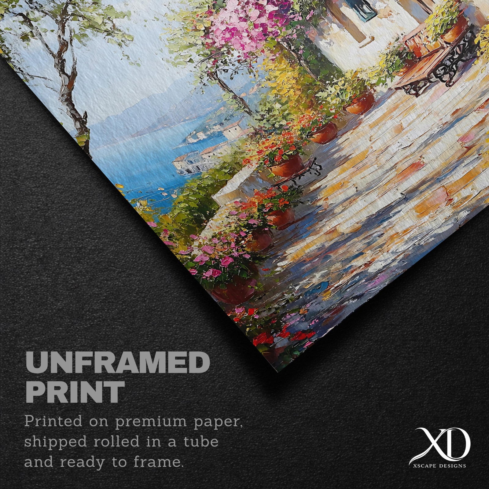 Mediterranean Patio Wall Art: Italian Coastal Landscape Decor (Digital / Print / Canvas / Framed)