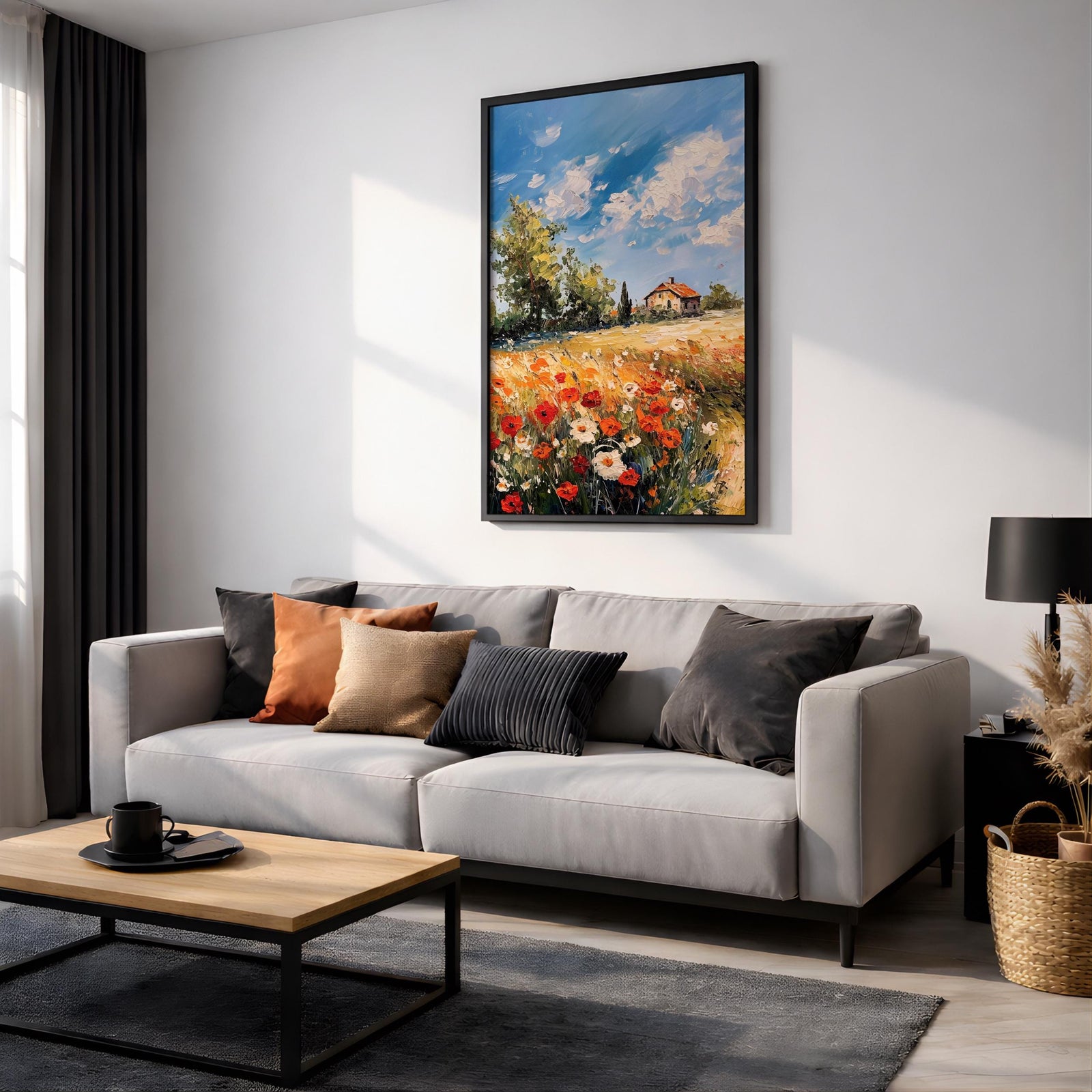 Tuscan Wildflower Impasto Print: Rustic Countryside Farmhouse Decor (Digital / Print / Canvas / Framed)