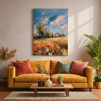 Tuscan Wildflower Impasto Print: Rustic Countryside Farmhouse Decor (Digital / Print / Canvas / Framed)