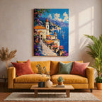 Amalfi Coast Impasto Wall Art: Vibrant Mediterranean Coastal Decor (Digital / Print / Canvas / Framed)
