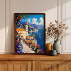 Amalfi Coast Impasto Wall Art: Vibrant Mediterranean Coastal Decor (Digital / Print / Canvas / Framed)