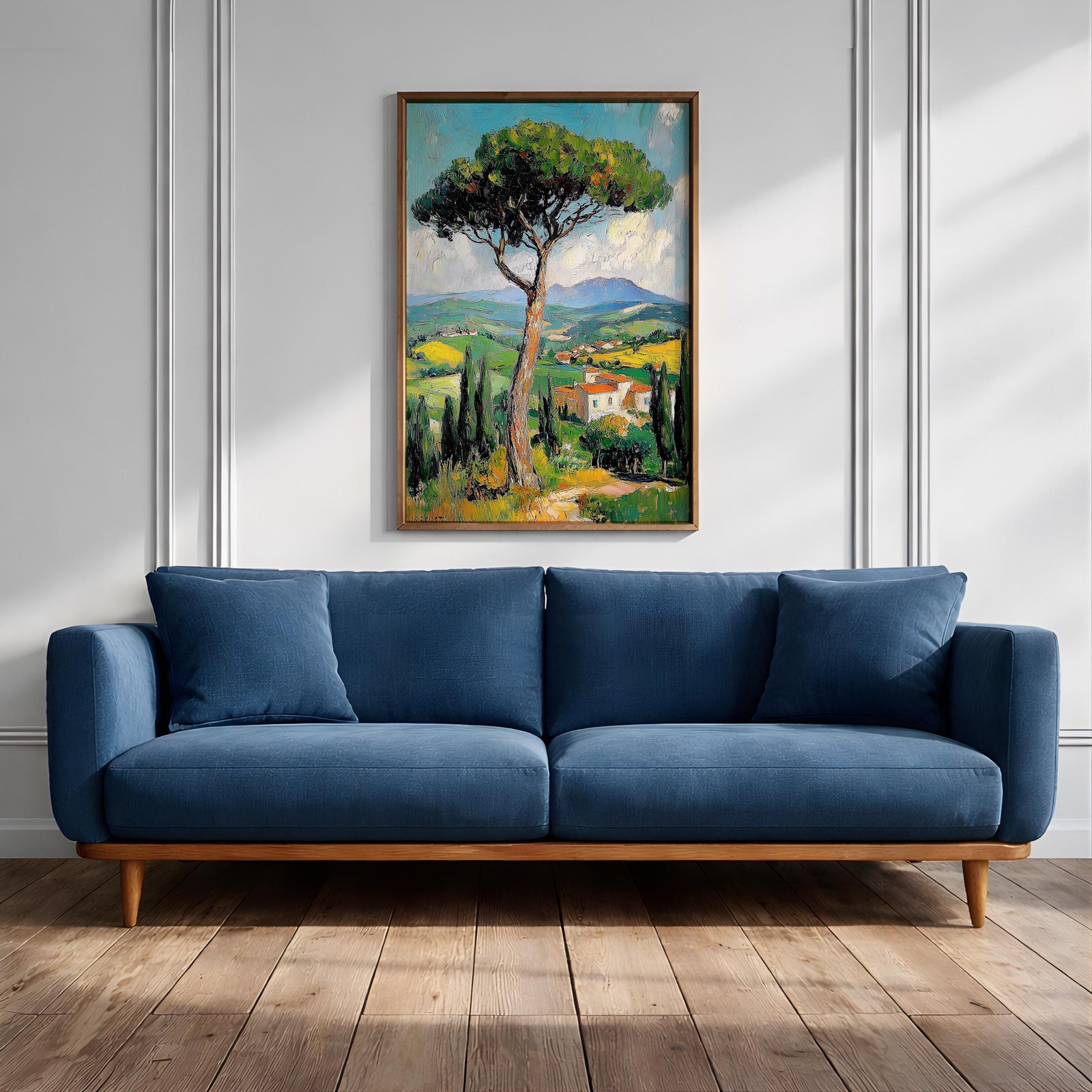 Tuscan Impasto Landscape Art: Rustic Italian Decor (Digital / Print / Canvas / Framed)