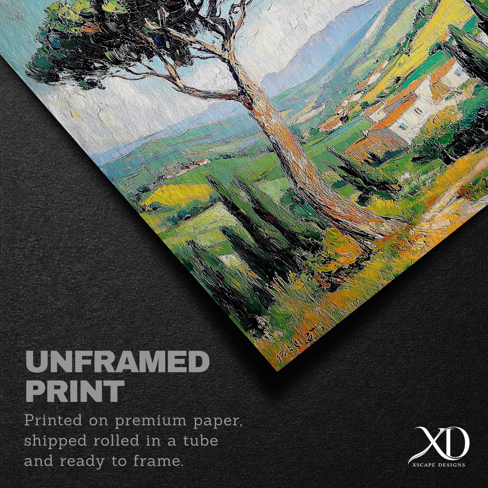 Tuscan Impasto Landscape Art: Rustic Italian Decor (Digital / Print / Canvas / Framed)