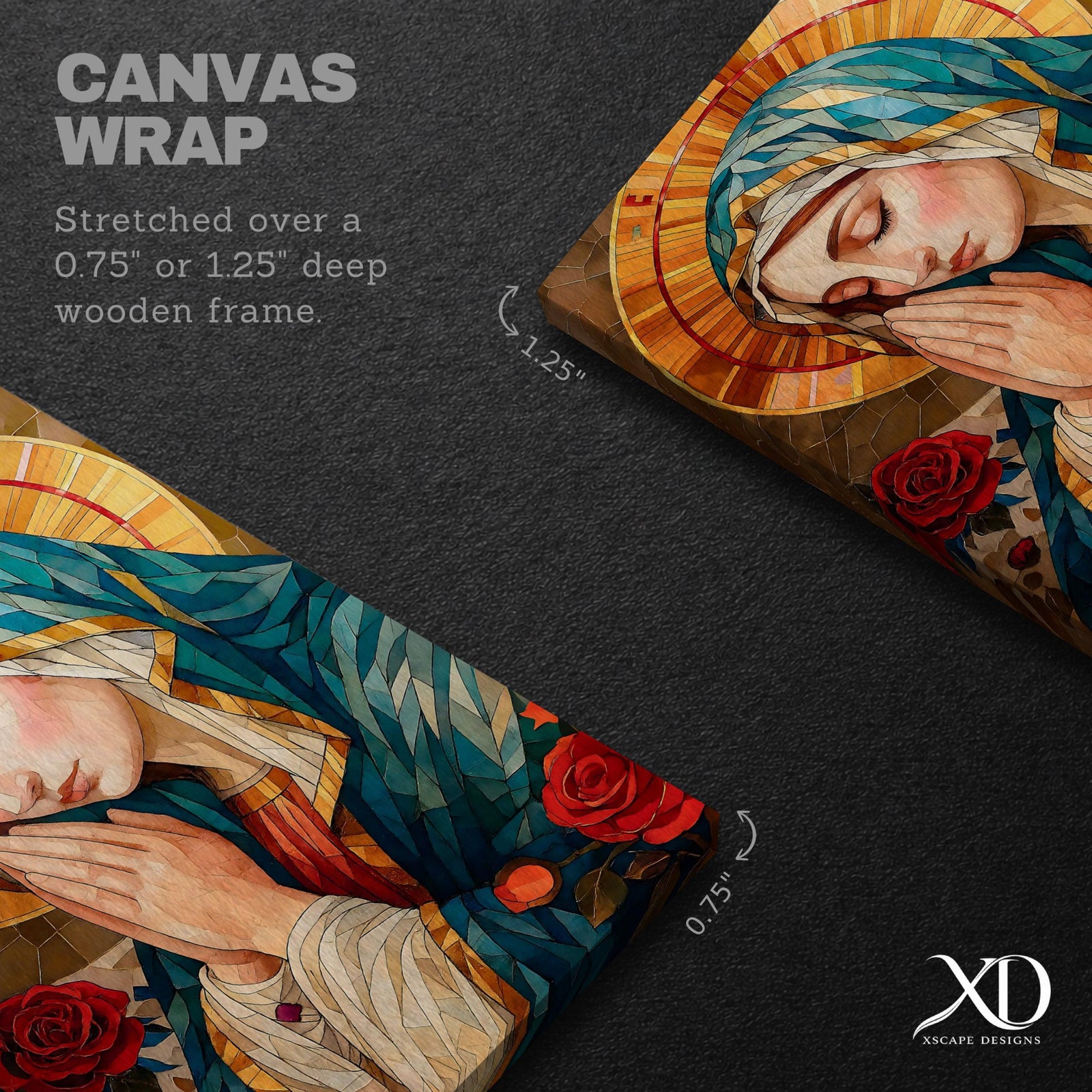 Stained Glass Virgin Mary Art: Blessed Mother Catholic Wall Print (Digital / Print / Canvas / Framed)