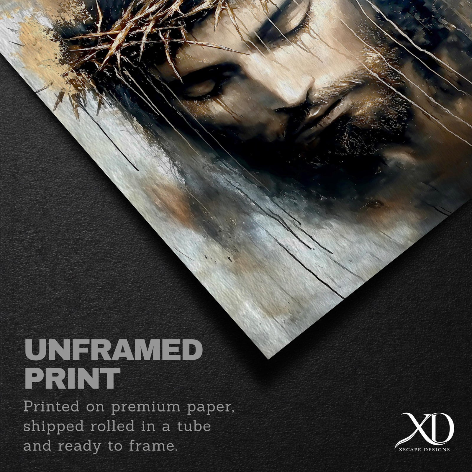 Jesus Crown of Thorns Gold Portrait Art: Sacred Christian Decor (Digital / Print / Canvas / Framed)