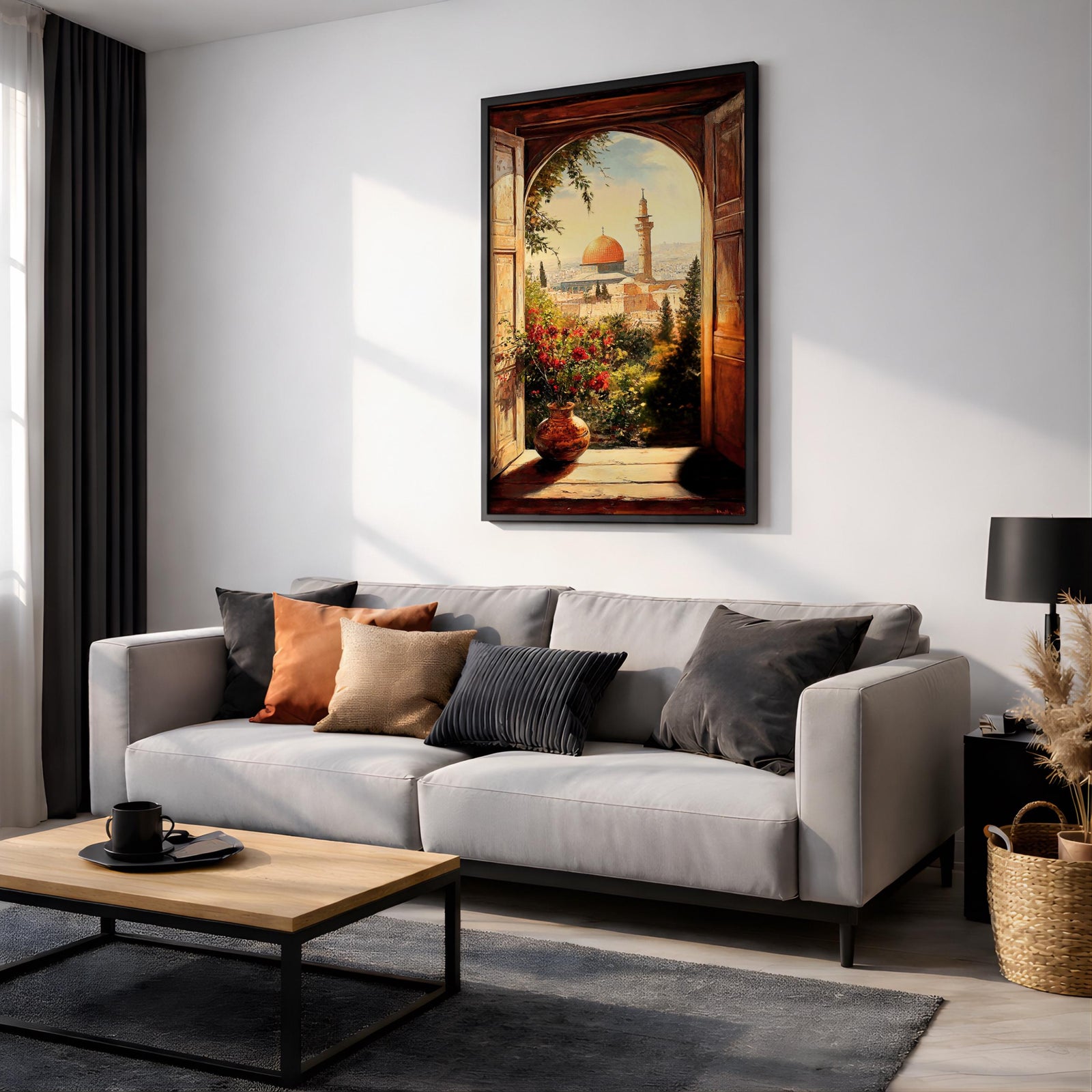 Dome of the Rock Window View Art Print: Islamic Jerusalem Decor (Digital / Print / Canvas / Framed)
