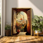 Dome of the Rock Window View Art Print: Islamic Jerusalem Decor (Digital / Print / Canvas / Framed)