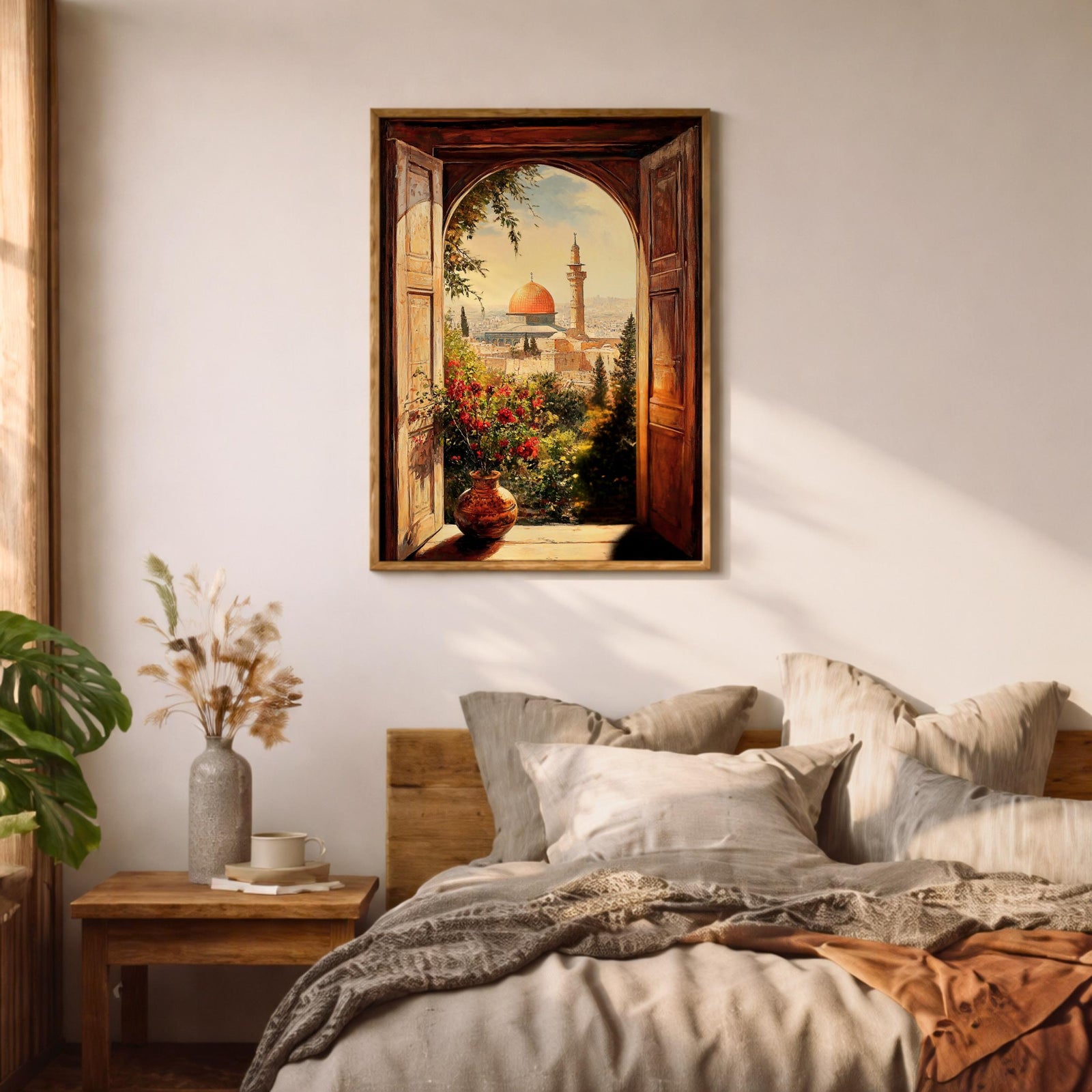 Dome of the Rock Window View Art Print: Islamic Jerusalem Decor (Digital / Print / Canvas / Framed)