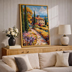 Italian Villa Impasto Painting Print: Mediterranean Countryside Decor (Digital / Print / Canvas / Framed)