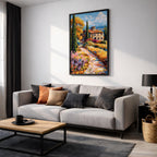 Italian Villa Impasto Painting Print: Mediterranean Countryside Decor (Digital / Print / Canvas / Framed)