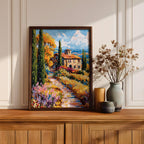Italian Villa Impasto Painting Print: Mediterranean Countryside Decor (Digital / Print / Canvas / Framed)