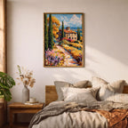 Italian Villa Impasto Painting Print: Mediterranean Countryside Decor (Digital / Print / Canvas / Framed)