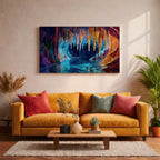 Fantasy Cave Painting: Vibrant Stalactite Grotto Art (Digital / Print / Canvas / Framed)