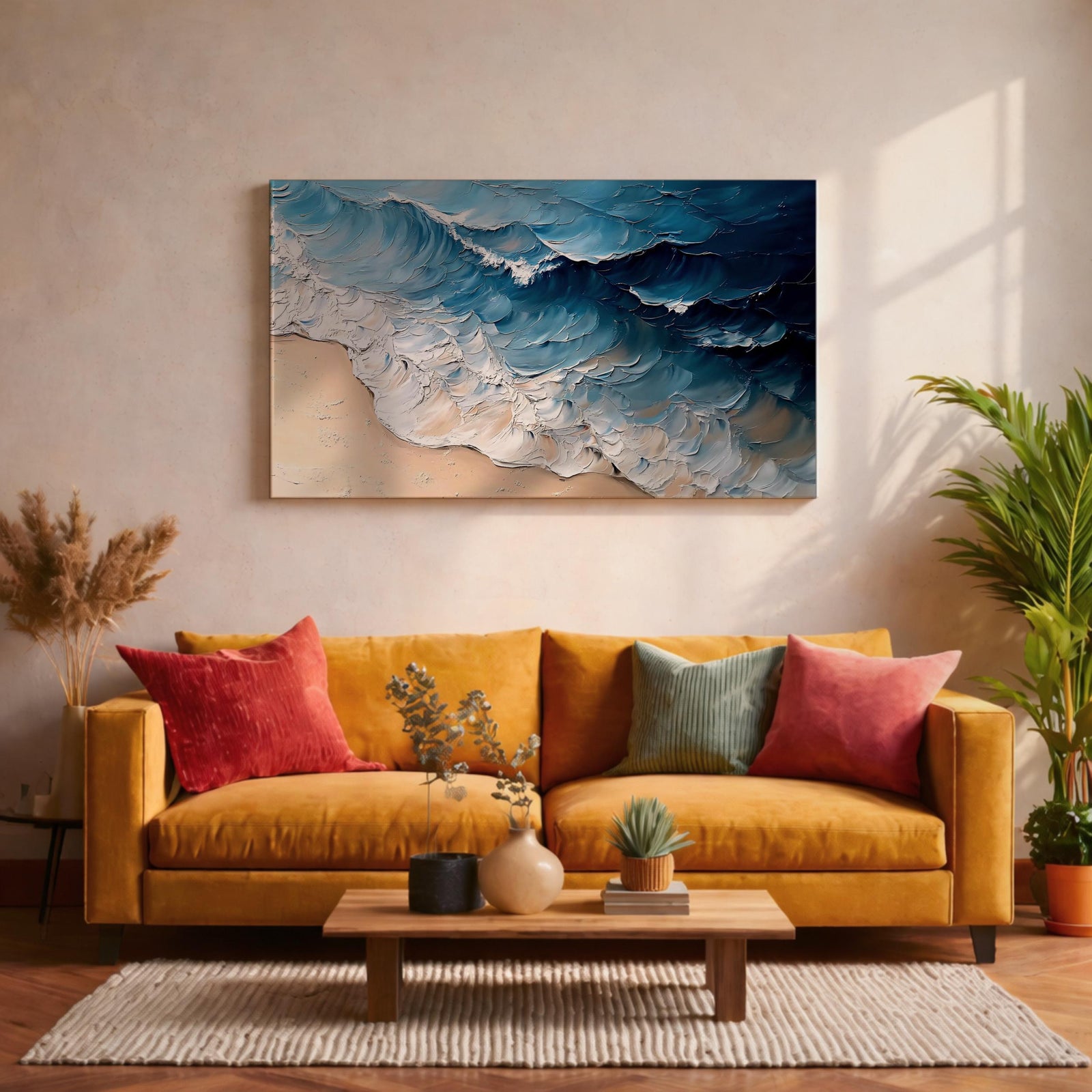 Ocean Waves Wall Art Print: Moody Coastal Seascape Painting (Digital / Print / Canvas / Framed)