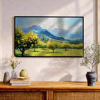 Lemon Orchard Wall Art: Mediterranean Coastal Landscape (Digital / Print / Canvas / Framed)