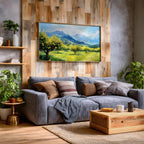 Lemon Orchard Wall Art: Mediterranean Coastal Landscape (Digital / Print / Canvas / Framed)