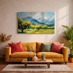 Lemon Orchard Wall Art: Mediterranean Coastal Landscape (Digital / Print / Canvas / Framed)