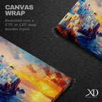 Santorini Sunset Art Print: Mediterranean Coastal Painting (Digital / Print / Canvas / Framed)