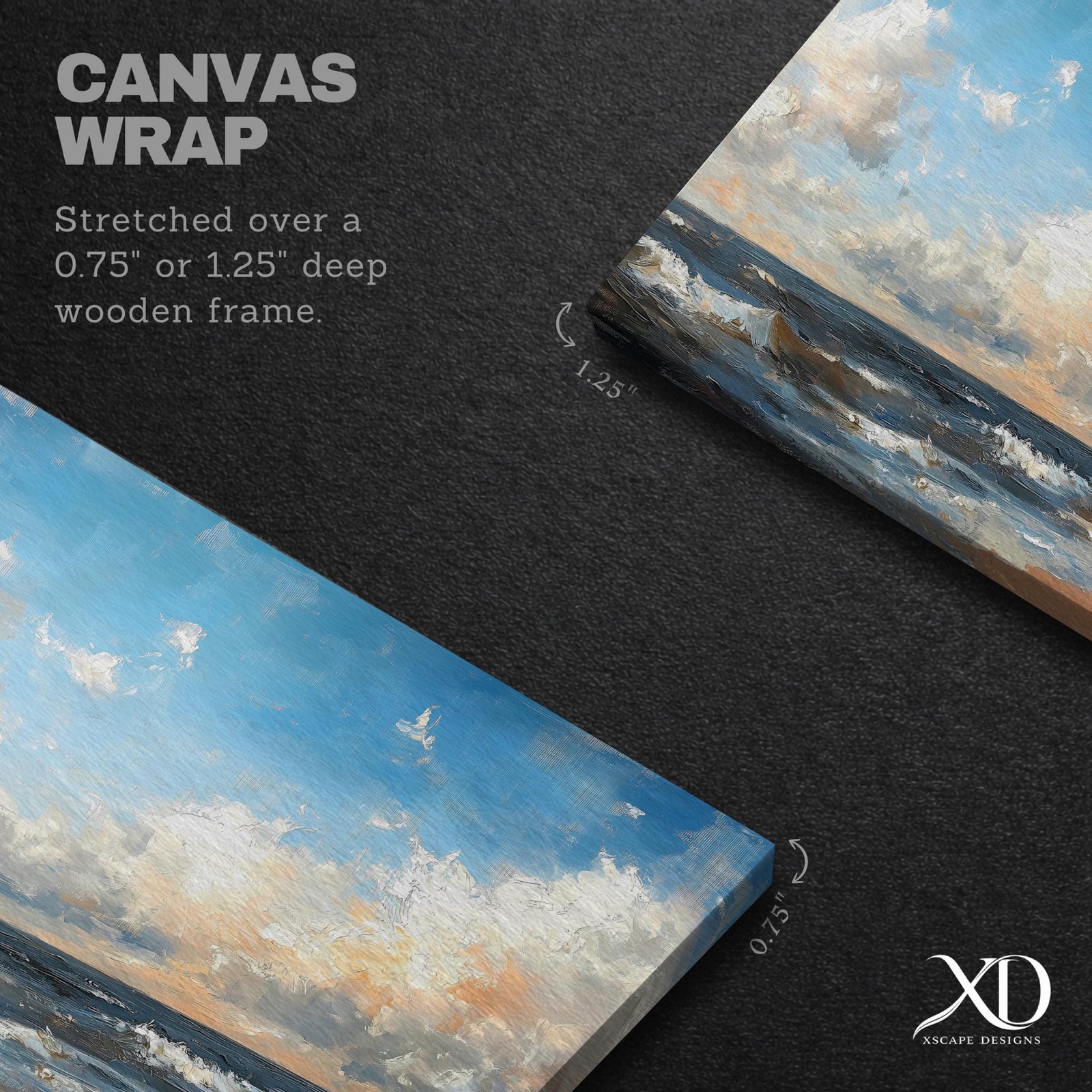 Ocean Waves Wall Art: Coastal Seascape Beach Painting (Digital / Print / Canvas / Framed)
