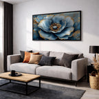 Blue Flower Oil Painting Print: Elegant Botanical Wall Art (Digital / Print / Canvas / Framed)