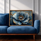 Blue Flower Oil Painting Print: Elegant Botanical Wall Art (Digital / Print / Canvas / Framed)