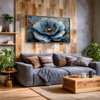 Blue Flower Oil Painting Print: Elegant Botanical Wall Art (Digital / Print / Canvas / Framed)