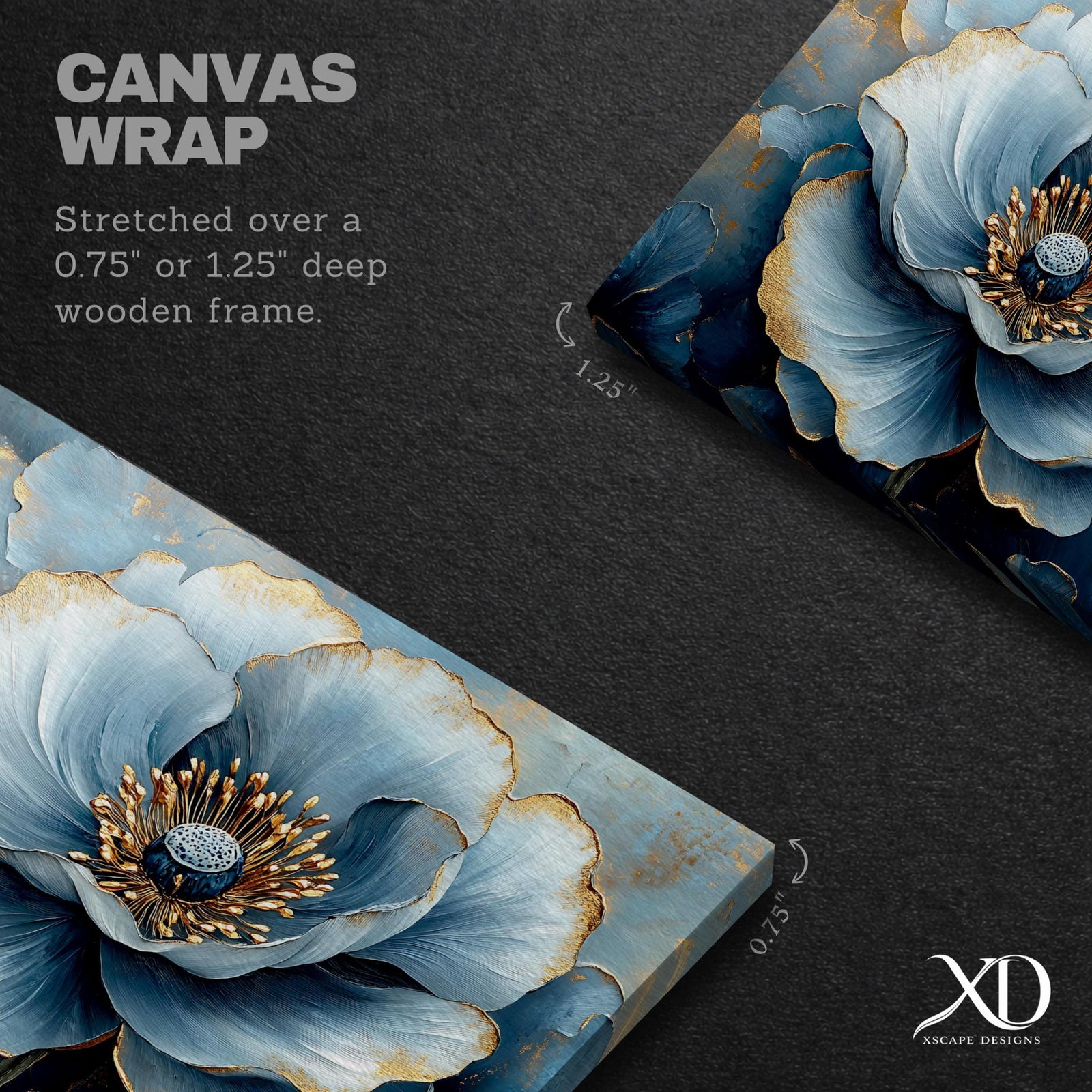 Blue Flower Oil Painting Print: Elegant Botanical Wall Art (Digital / Print / Canvas / Framed)