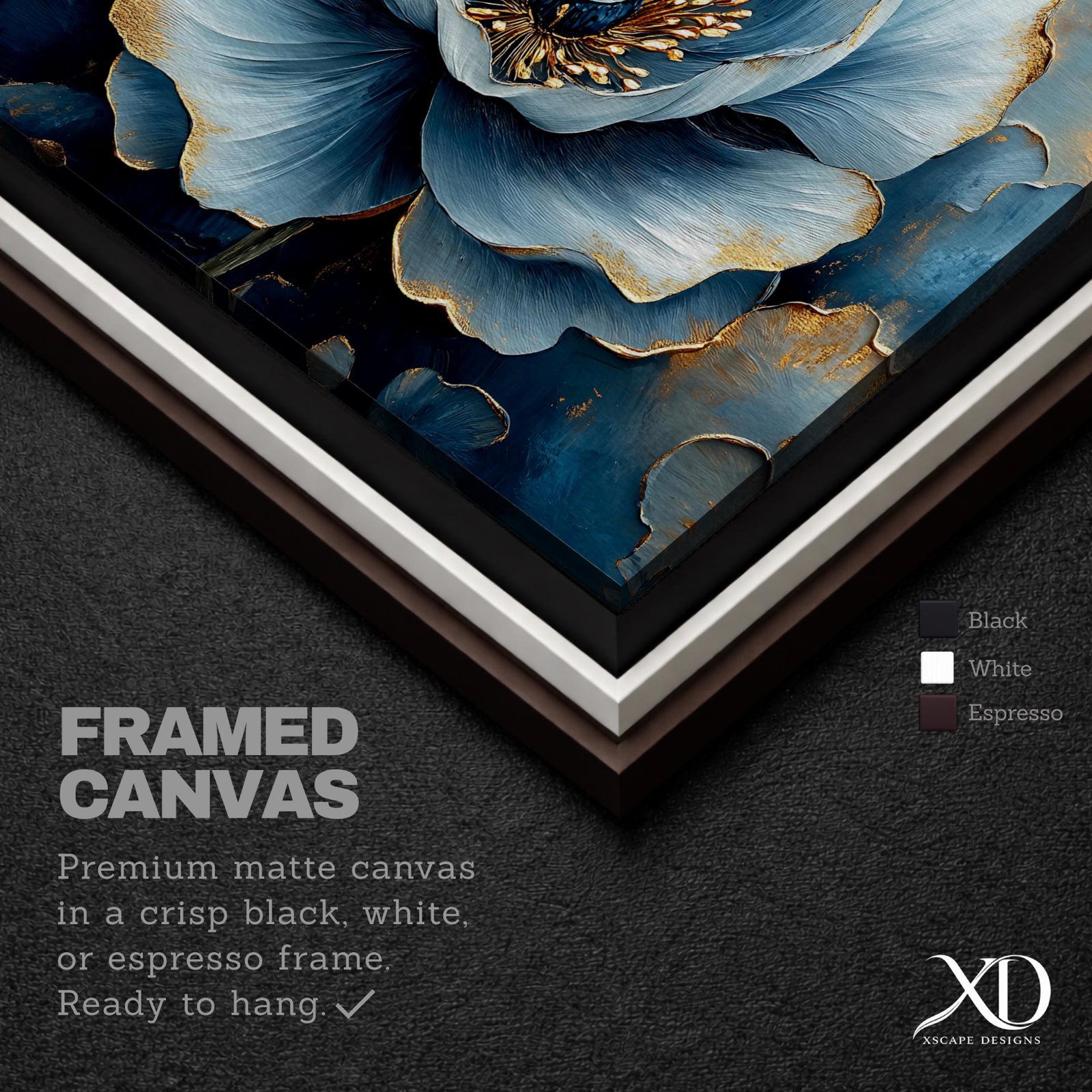 Blue Flower Oil Painting Print: Elegant Botanical Wall Art (Digital / Print / Canvas / Framed)