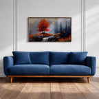 Fall Tree Oil Painting: Textured Autumn Landscape Art (Digital / Print / Canvas / Framed)