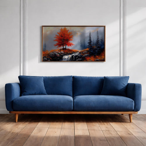 Fall Tree Oil Painting: Textured Autumn Landscape Art (Digital / Print / Canvas / Framed)