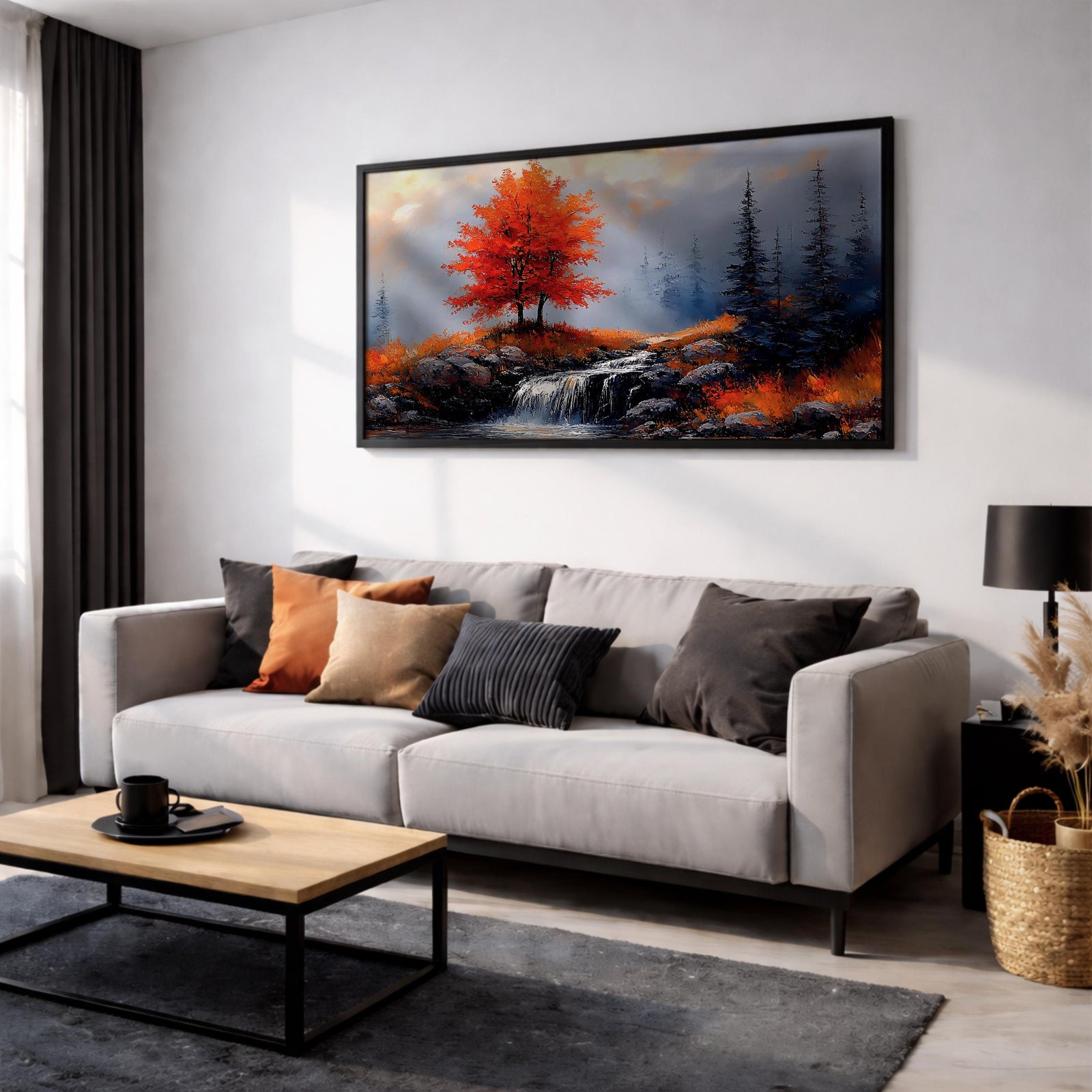 Fall Tree Oil Painting: Textured Autumn Landscape Art (Digital / Print / Canvas / Framed)