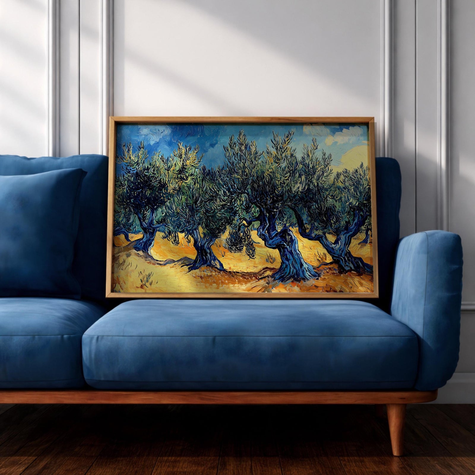 Olive Grove Landscape Painting: Rustic Mediterranean Art (Digital / Print / Canvas / Framed)