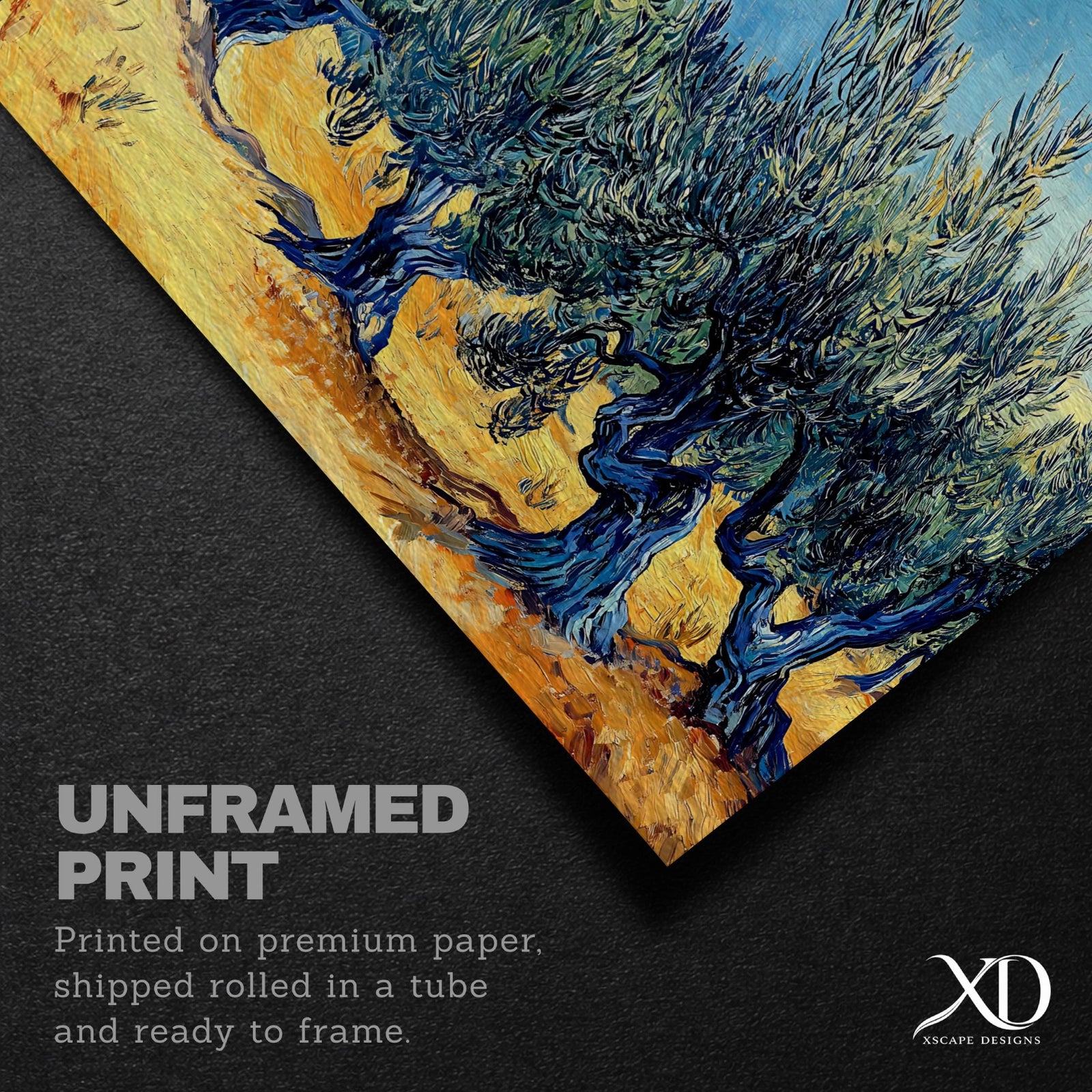 Olive Grove Landscape Painting: Rustic Mediterranean Art (Digital / Print / Canvas / Framed)