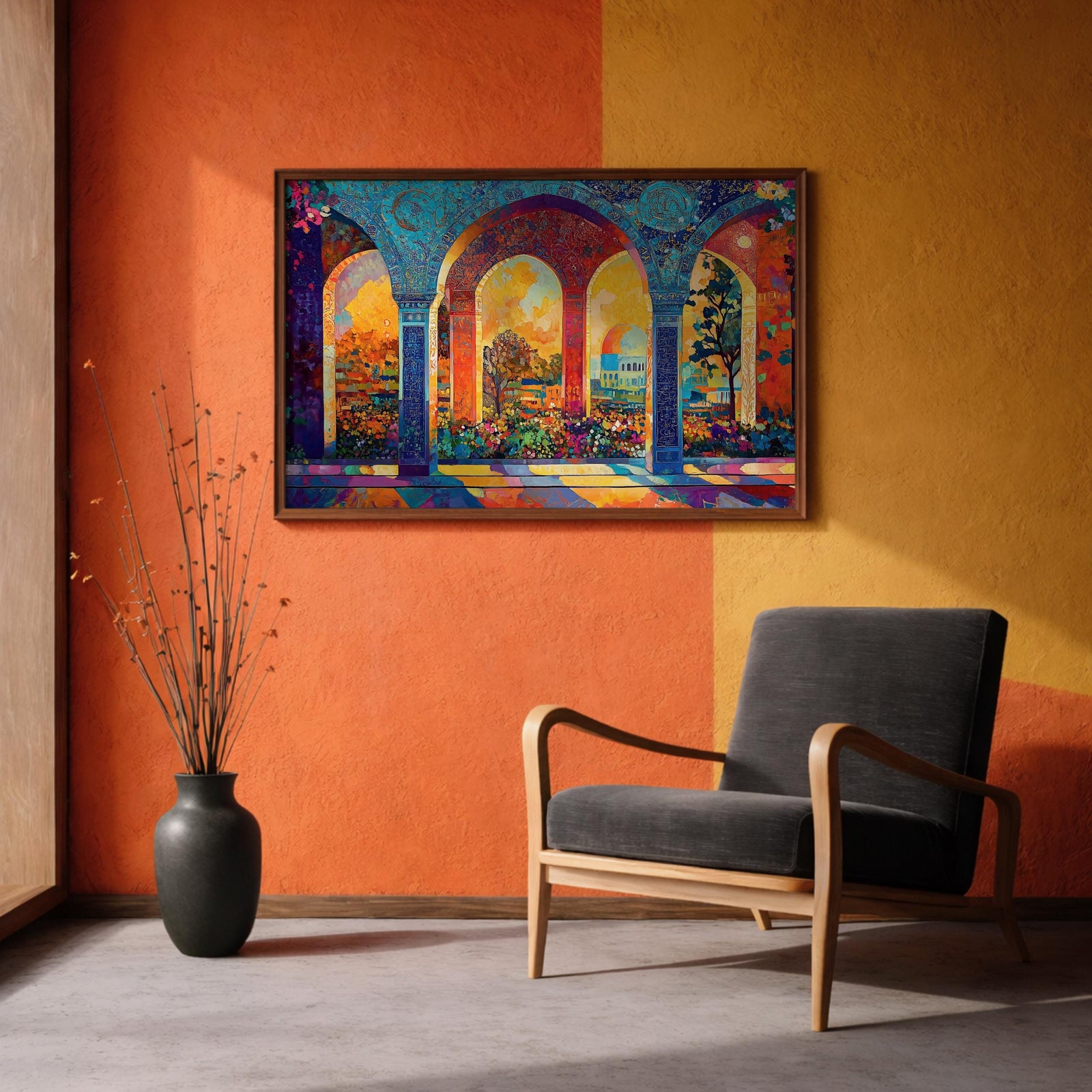 Moroccan Courtyard Art Print: Islamic Architecture Wall Decor (Digital / Print / Canvas / Framed)
