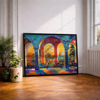 Moroccan Courtyard Art Print: Islamic Architecture Wall Decor (Digital / Print / Canvas / Framed)